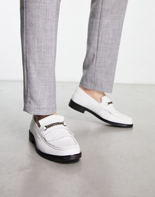 Size 12 H by Hudson Exclusive Archer loafers in white leather shoes